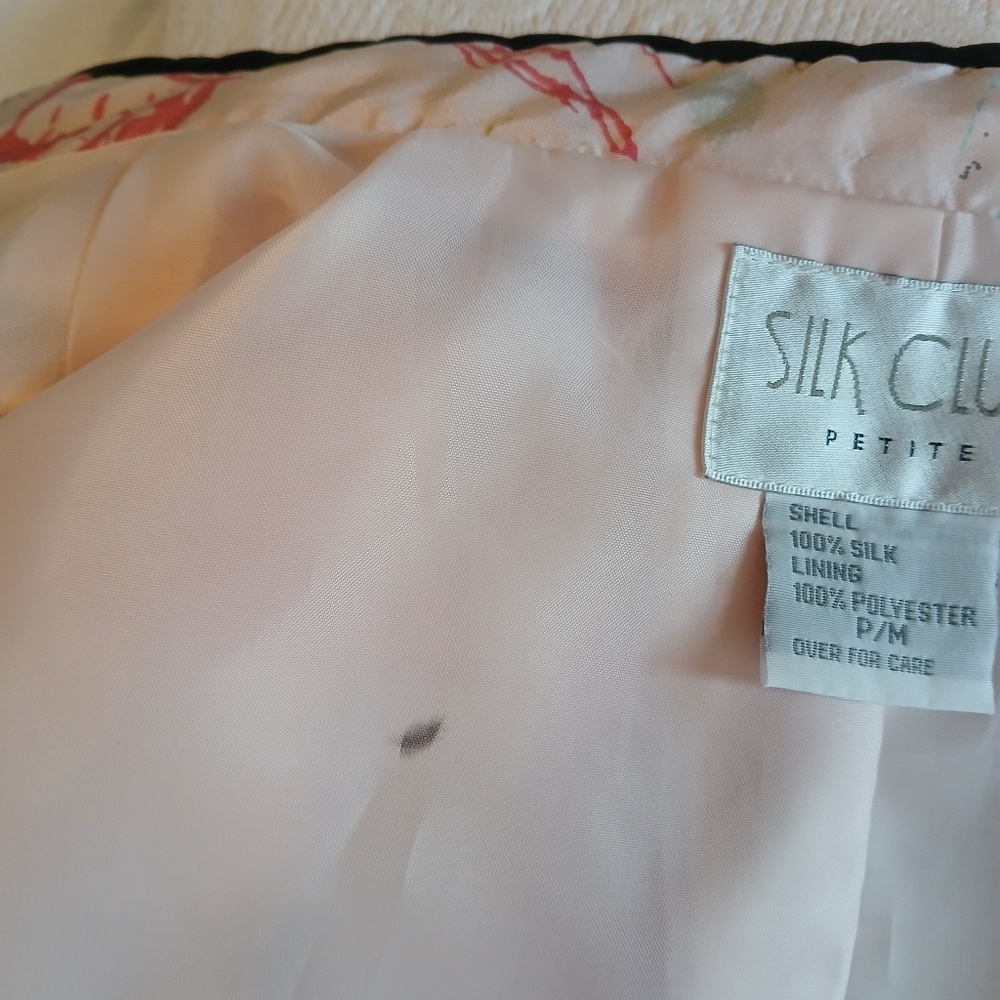 Vintage 100% Silk Womens Jacket Pink Silk Club Petite Size PS - Picture 11 of 11